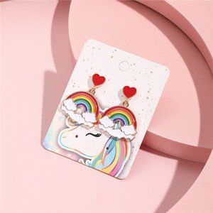 Rainbow & Heart Drop Earrings